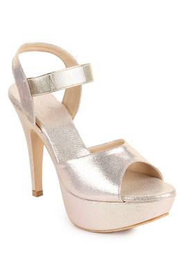 Beautiful Golden color synthetic material heels for women's 2