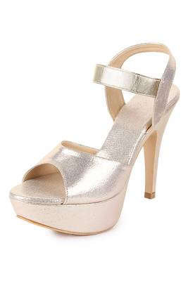 Beautiful Golden color synthetic material heels for women's 3