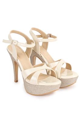 Beautiful Cream color synthetic material heels for women's 1