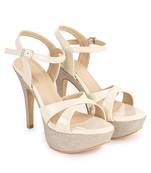 Beautiful Cream color synthetic material heels for women's