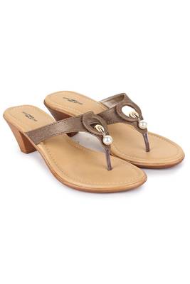 Beautiful Tan color synthetic material heels for women's 1