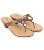 Beautiful Tan color synthetic material heels for women's