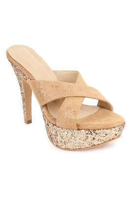 Beautiful Beige color synthetic material heels for women's 2