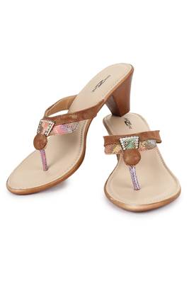 Beautiful Tan color synthetic material heels for women's 1