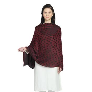 Maroon & Black Modal Woven Design Polka Dot Reversible Shawl 1