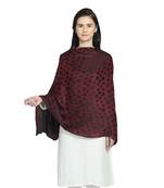 Maroon & Black Modal Woven Design Polka Dot Reversible Shawl