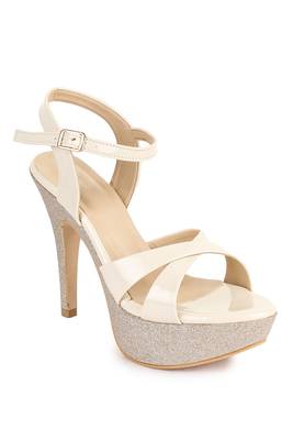 Beautiful Cream color synthetic material heels for women's 2