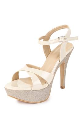 Beautiful Cream color synthetic material heels for women's 3