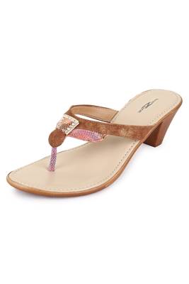 Beautiful Tan color synthetic material heels for women's 2