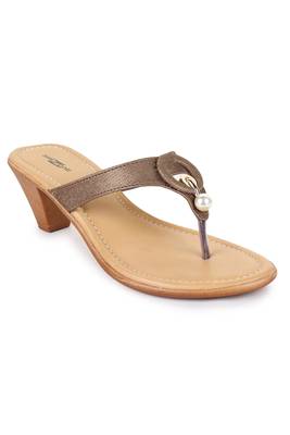 Beautiful Tan color synthetic material heels for women's 3