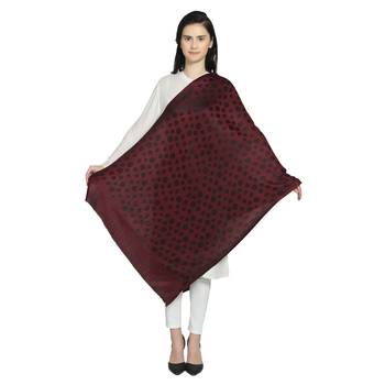 Maroon & Black Modal Woven Design Polka Dot Reversible Shawl 2