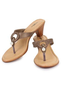 Beautiful Tan color synthetic material heels for women's 4