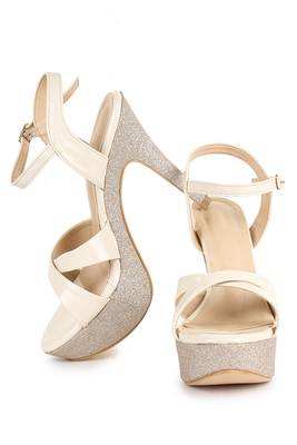 Beautiful Cream color synthetic material heels for women's 4