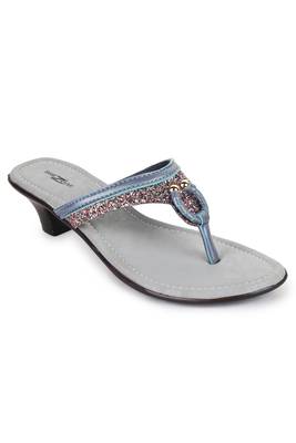 Beautiful Grey color synthetic material heels for women's 3