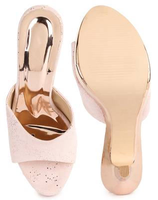 Beautiful Pink color synthetic material heels for women's 5