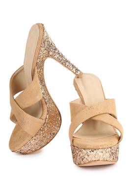Beautiful Beige color synthetic material heels for women's 4