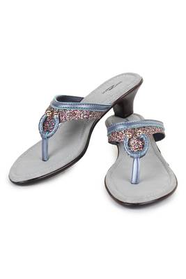 Beautiful Grey color synthetic material heels for women's 4