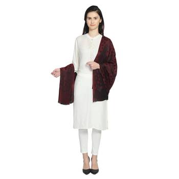 Maroon & Black Modal Woven Design Polka Dot Reversible Shawl 3