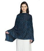Blue & Black Modal Woven Design Polka Dot Reversible Shawl