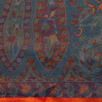 Bright Orange Modal Woven Design Paisley Shawl 4