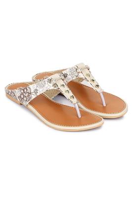 Beautiful Cream color synthetic material flats for womens 1