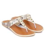 Beautiful Cream color synthetic material flats for womens