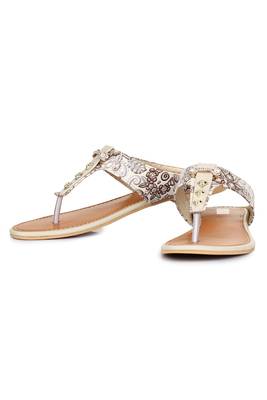 Beautiful Cream color synthetic material flats for womens 3