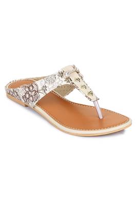 Beautiful Cream color synthetic material flats for womens 4