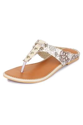 Beautiful Cream color synthetic material flats for womens 5