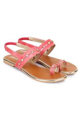 Beautiful Pink color synthetic material flats for womens 1