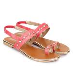 Beautiful Pink color synthetic material flats for womens