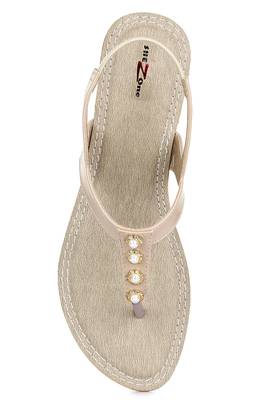 Beautiful Beige color synthetic material flats for womens 2