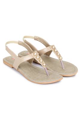Beautiful Beige color synthetic material flats for womens 1
