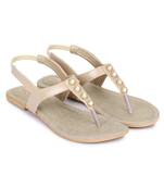 Beautiful Beige color synthetic material flats for womens