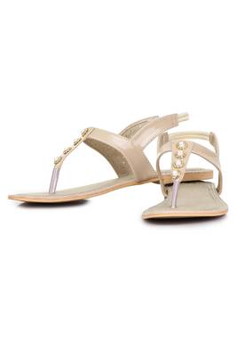 Beautiful Beige color synthetic material flats for womens 3
