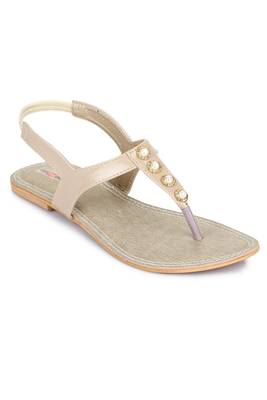 Beautiful Beige color synthetic material flats for womens 4