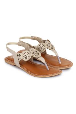 Beautiful Cream color synthetic material flats for womens 1