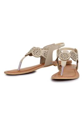 Beautiful Cream color synthetic material flats for womens 3