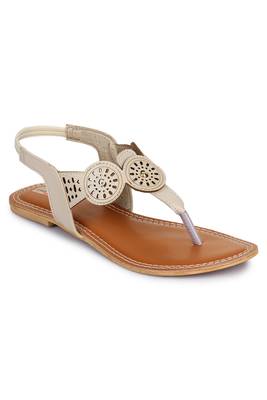 Beautiful Cream color synthetic material flats for womens 4