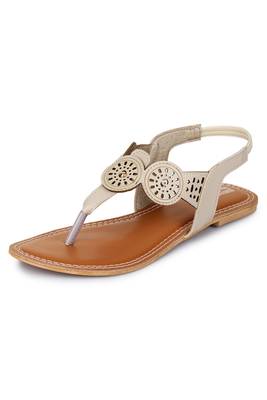 Beautiful Cream color synthetic material flats for womens 5