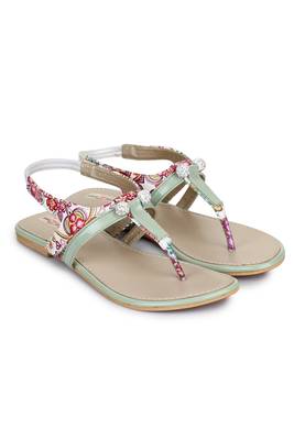 Beautiful Seagreen color synthetic material flats for womens 1