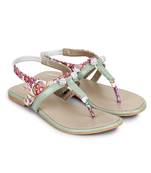 Beautiful Seagreen color synthetic material flats for womens