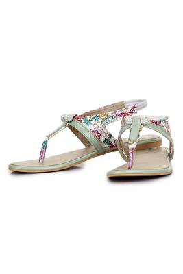 Beautiful Seagreen color synthetic material flats for womens 3