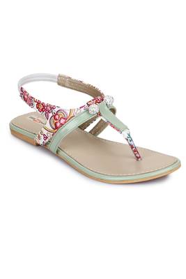 Beautiful Seagreen color synthetic material flats for womens 4