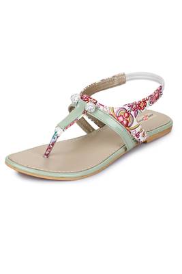 Beautiful Seagreen color synthetic material flats for womens 5