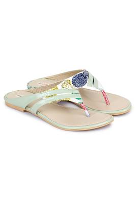 Beautiful Seagreen color synthetic material flats for womens 1