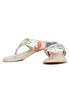 Beautiful Seagreen color synthetic material flats for womens 3
