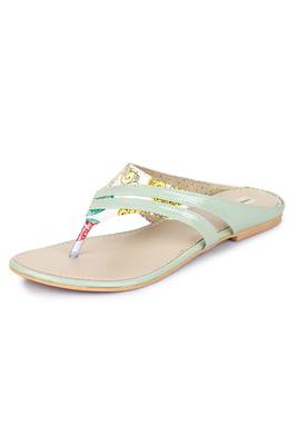 Beautiful Seagreen color synthetic material flats for womens 5