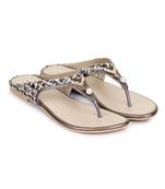 Beautiful Copper color synthetic material flats for womens