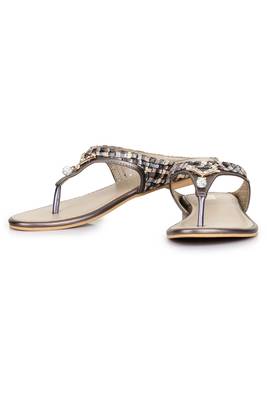 Beautiful Copper color synthetic material flats for womens 3